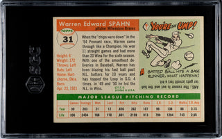 Warren Spahn 1955 Topps Milwaukee Braves Baseball Card #31 SGC 5.5