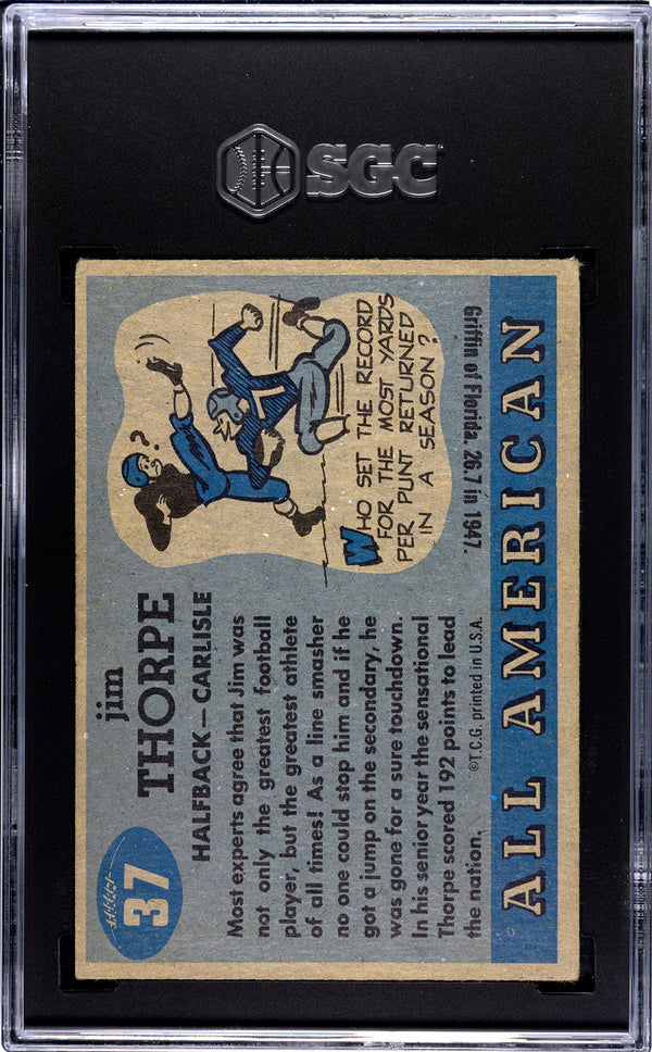 Jim Thorpe 1955 Topps All American Rookie Card #37 SGC 3.5