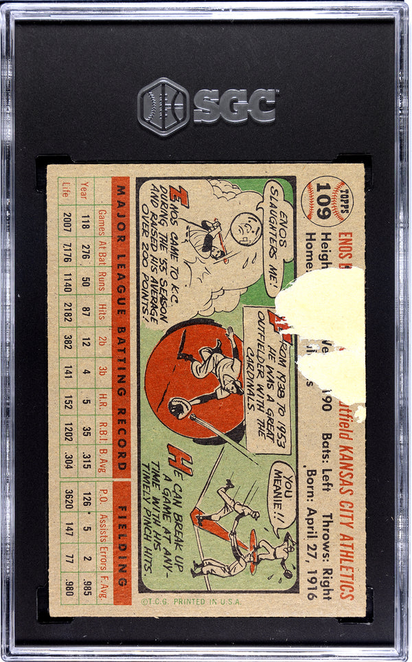 Enos Slaughter 1956 Topps Gray Back Card #109 SGC 1
