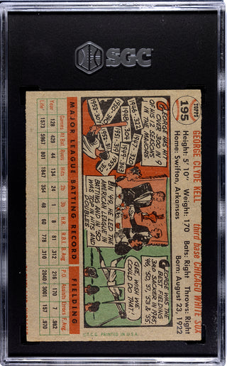 George Kell 1956 Topps Card #195 SGC 1
