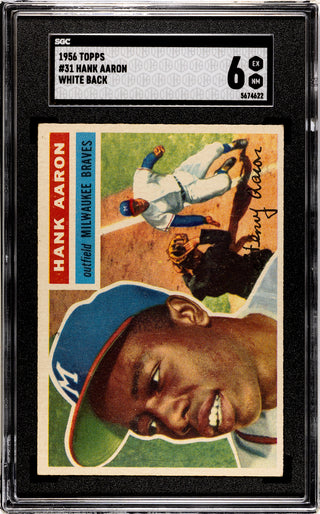 Hank Aaron 1956 White Back Topps Card #31 (SGC 6)
