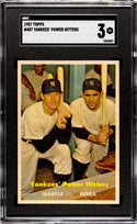 Yankees' Power Hitters Mantle, Berra 1957 Topps Card #407 (SGC 3)