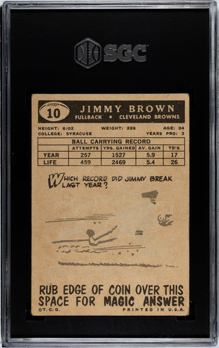 Jim Brown 1959 Topps Card #10 SGC 2.5