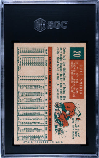 Duke Snider 1959 Topps Card #20 (SGC EX-NM 6)