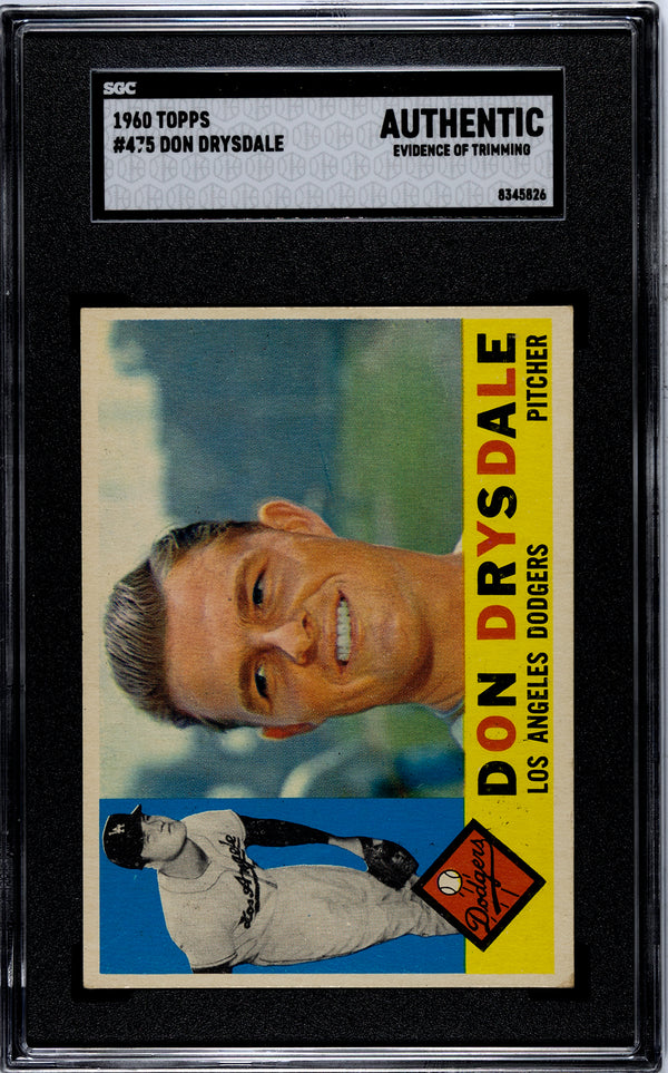 Don Drysdale 1960 Topps #475 SGC Authentic