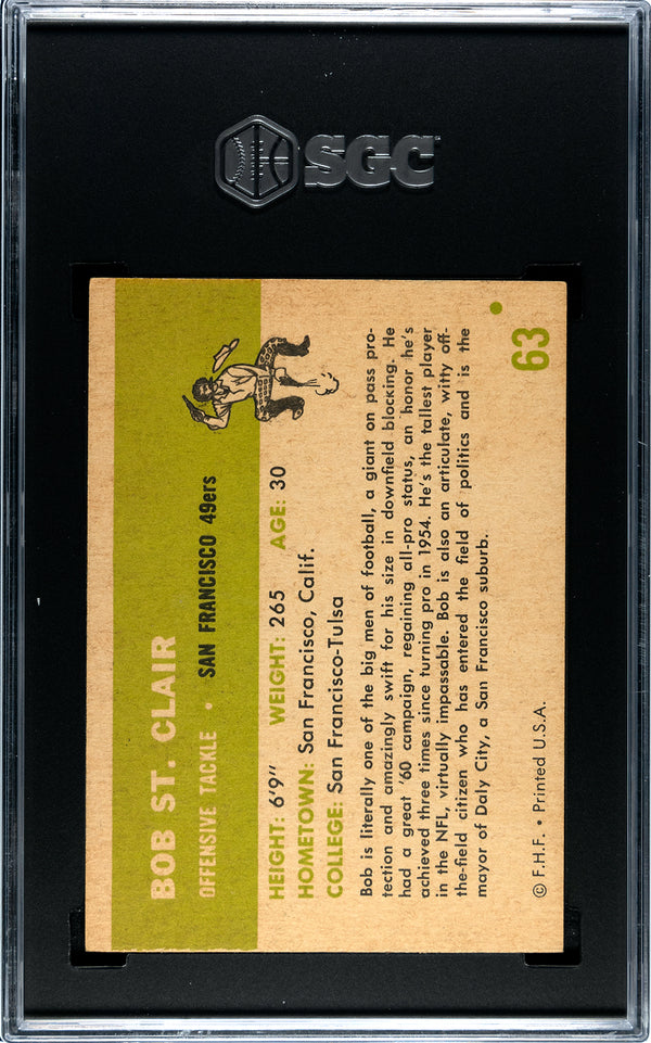 Bob St. Clair 1961 Fleer #63 SGC 6