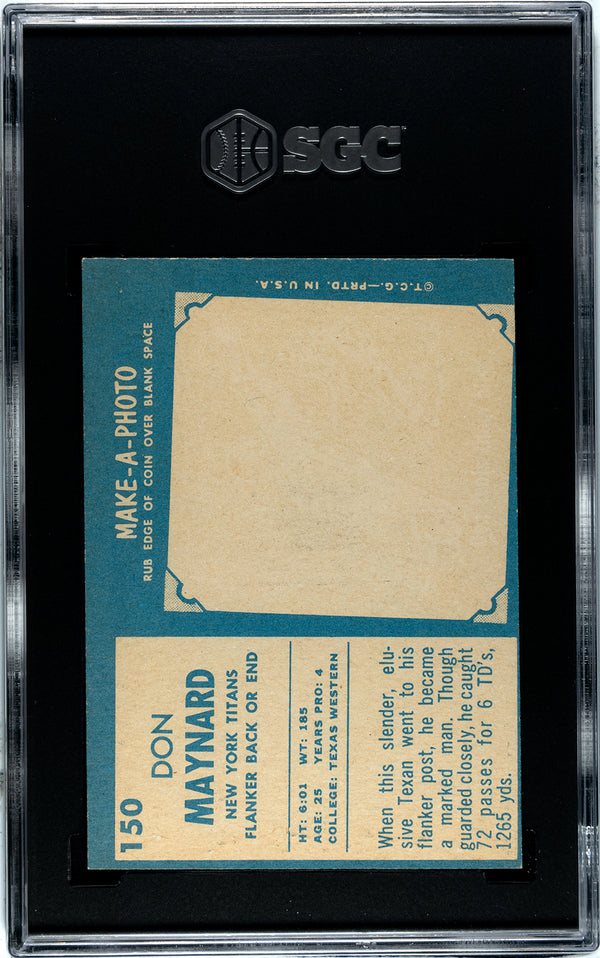 Don Maynard 1961 Topps #150 SGC 4