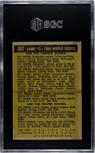 1961 Topps World Series Game #2 #307 SGC 3.5