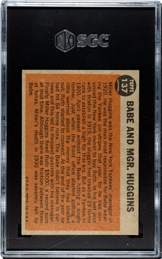 1962 Topps "Babe And Mgr. Huggins" Babe Ruth Special Card #137 SGC 4