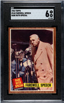 1962 Topps Babe Ruth Special Farewell Speech Card #144 SGC 6