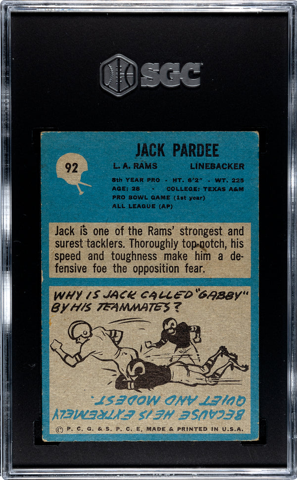 Jack Pardee 1964 Philadelphia #92 SGC 3