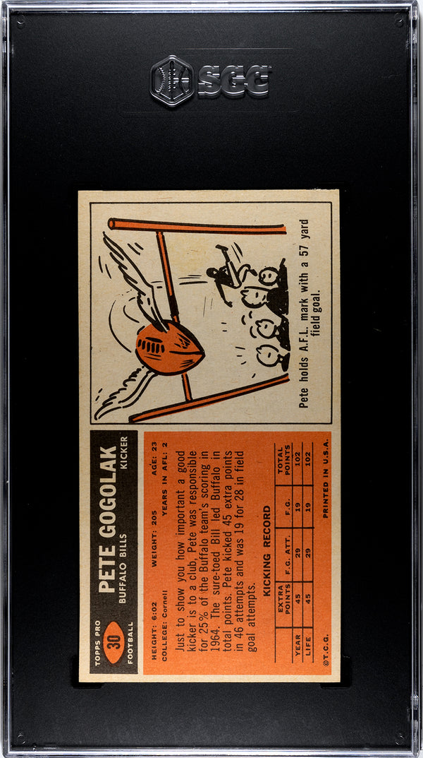 Pete Gogolak 1965 Topps #30 SGC 7.5