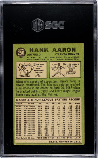 Hank Aaron 1967 Topps #250 SGC 4