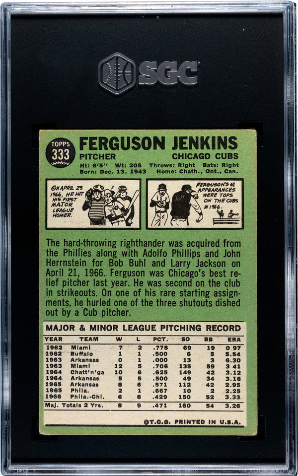 Fergie Jenkins 1967 Topps Card #333 SGC 2