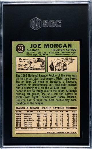 Joe Morgan 1967 Topps Card #337 SGC 2.5