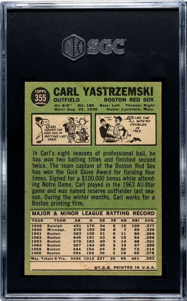 Carl Yastrzemski 1967 Topps Card #355 SGC 1