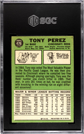 Tony Perez 1967 Topps #476 SGC 6.5