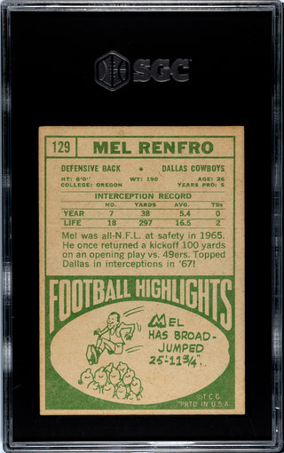 Mel Renfro 1968 Topps #129 SGC 4