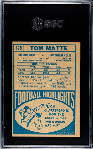 Tom Matte 1968 Topps #178 SGC 4