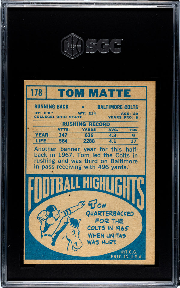 Tom Matte 1968 Topps #178 SGC 4