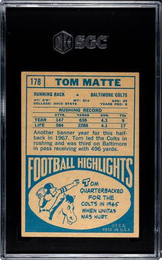 Tom Matte 1968 Topps #178 SGC 5