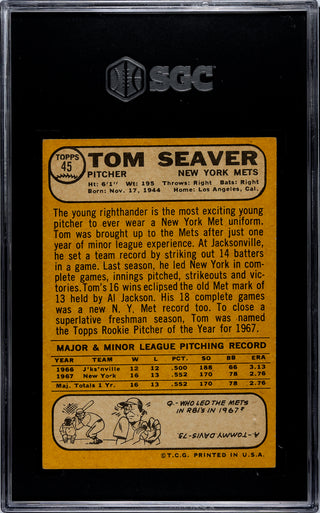Tom Seaver 1968 Topps #45 SGC 5