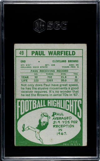 Paul Warfield 1968 Topps #49 SGC 3