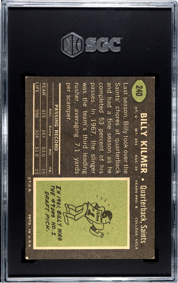 Billy Kilmer 1969 Topps #240 SGC 3
