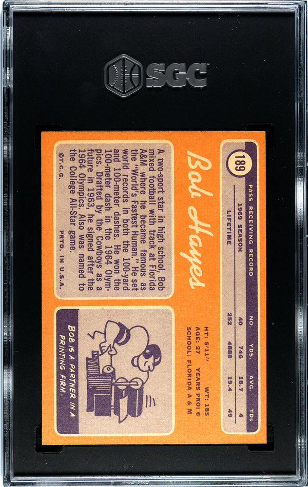 Bob Hayes 1970 Topps Card #189 SGC 6
