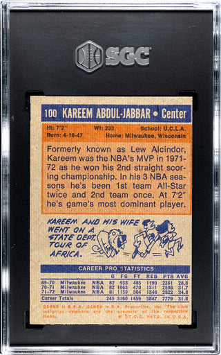 Kareem Abdul-Jabbar 1972-73 Topps #100 SGC 6