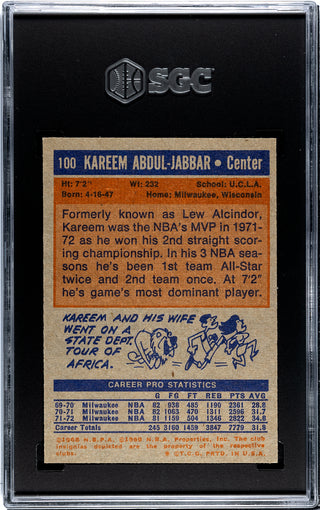 Kareem Abdul-Jabbar 1972-73 Topps #100 SGC 8