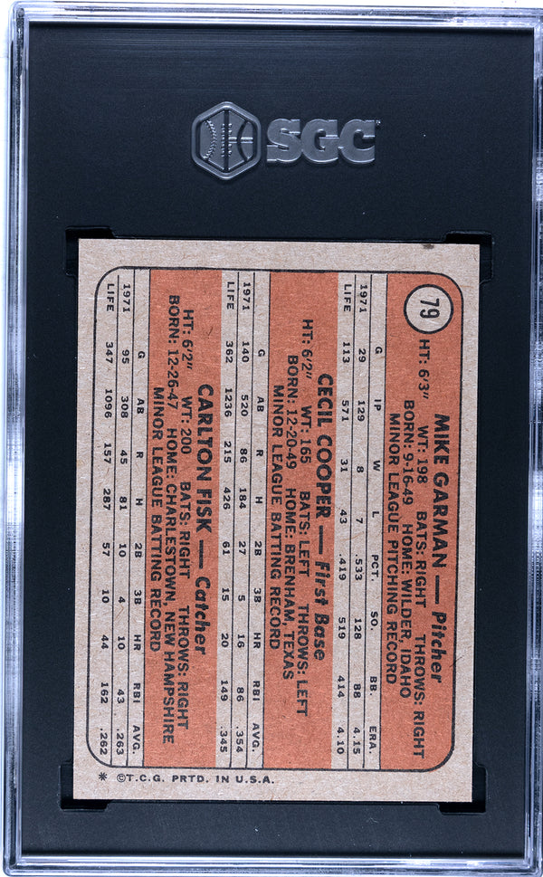 Carlton Fisk 1972 Topps Card #79 (SGC NM 7)