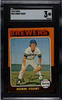 Robin Yount 1975 Topps Rookie Card #223 SGC 3