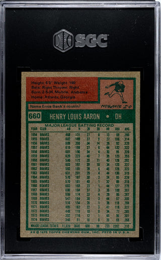 Hank Aaron 1975 Topps #660 SGC 5