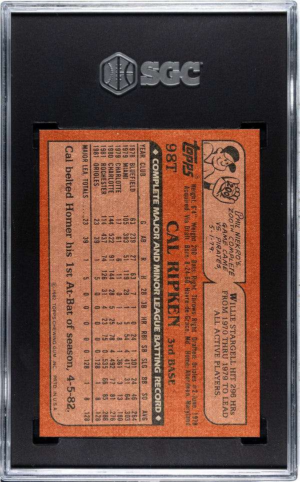 Cal Ripken Jr. 1982 Topps Traded #98T SGC 7.5