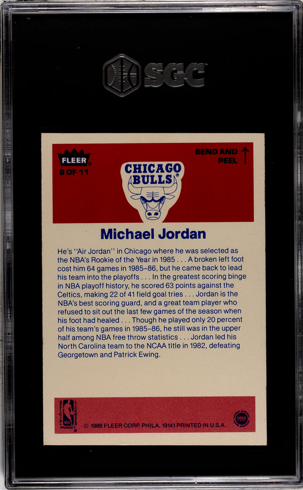 Michael Jordan 1986-87 Fleer Sticker Rookie Card #8 (SGC 5)