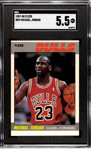 Michael Jordan 1987-88 Fleer Sticker Card #59 (SGC 5.5)