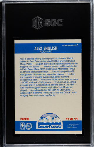 Alex English 1987-88 Fleer Sticker #11 SGC 7.5