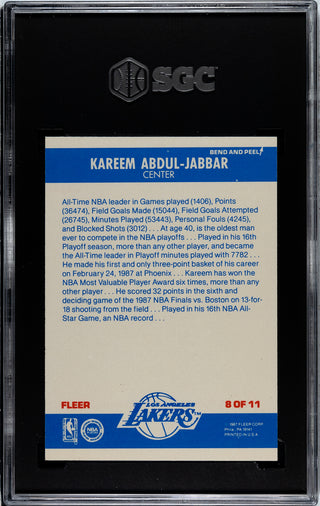 Kareem Abdul-Jabbar 1987 Fleer Sticker #8 SGC 7.5