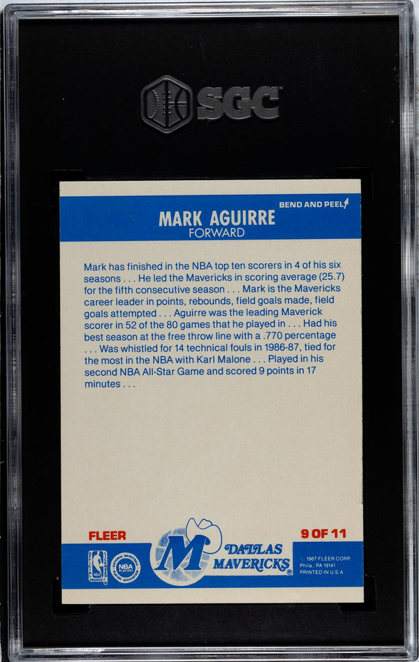 Mark Aguirre 1987-88 Fleer Sticker #9 SGC 6.5