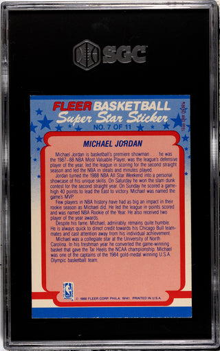Michael Jordan 1988-89 Fleer Sticker Card #7 (SGC 7.5)