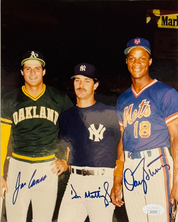 Jose Canseco Don Mattingly & Darryl Strawberry Autographed 8x10 Photo (JSA)