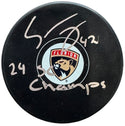 Gustav Forsling Autographed Panthers Puck (Beckett Witness)