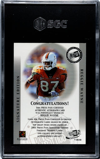 Reggie Wayne 2001 Press Pass SE Autograph Bronze Rookie Card SGC 8 Auto 10