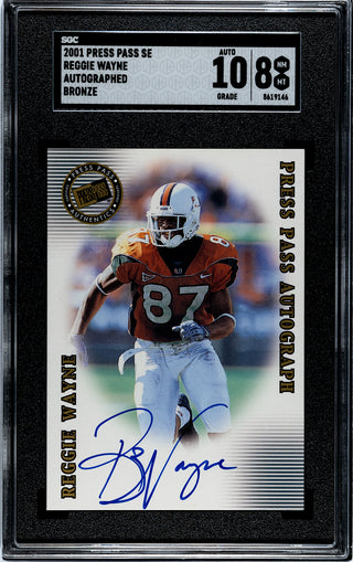 Reggie Wayne 2001 Press Pass SE Autograph Bronze Rookie Card SGC 8 Auto 10