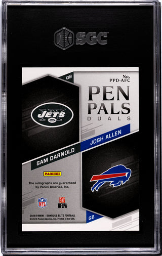 Josh Allen/Sam Darnold  2021 Panini Elite Pen Pals Duals #PPD-AFC SGC 9.5 Card