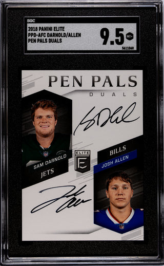 Josh Allen/Sam Darnold  2021 Panini Elite Pen Pals Duals #PPD-AFC SGC 9.5 Card