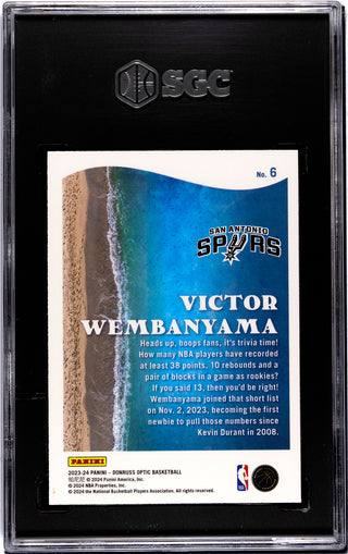 Victor Wembanyama 2023-24 Donruss Optic #6 Splash SGC 10 Card