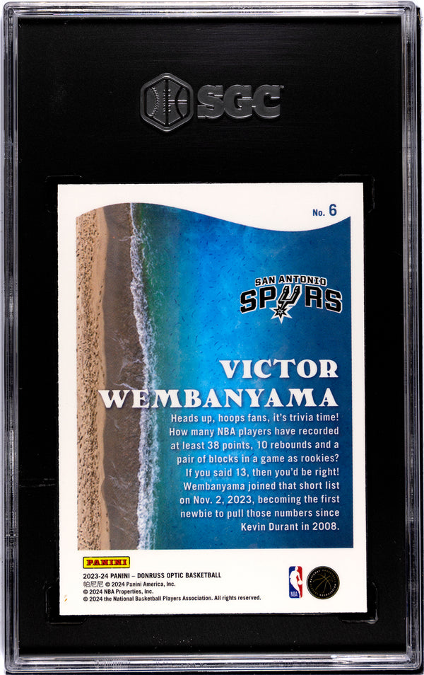 Victor Wembanyama 2023-24 Donruss Optic #6 Splash SGC 10 Card