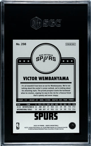 Victor Wembanyama 2023-24 Panini Hoops #298 SGC 9.5